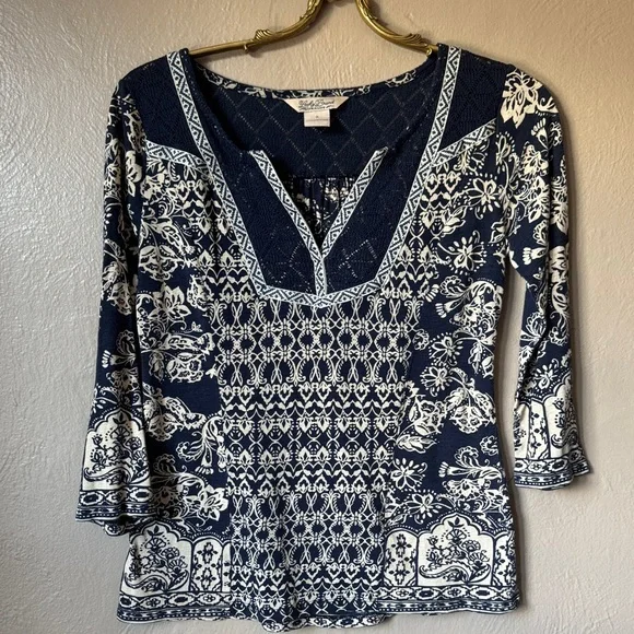 Lucky Brand Patterned Blouse Size Small - Picture 1 of 4